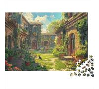 Puzzle 1000 Pezzi Giardino Villa Antica Cartone Alta Qualità per Genitori e Figli Contro Ansia 52x38cm