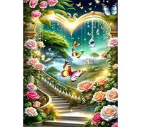 Puzzle 1000 pezzi Giochi educativo e Giocattoli sfida Regalo Jigsaw puzzle classici per Adulti,DIY Puzzles Arco delle farfalle delle rose,75x50 cm