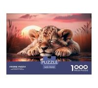 Puzzle 1000 Pezzi Gioco Cucciolo Leone Addormentato Regalo Uomini Donne 70x50cm, Riflesso Cucciolo Leone Attività Famiglia Decorazione Casa Parete