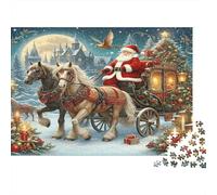 Puzzle 1000 Pezzi Giro in Slitta di Babbo Natale Carrozza con Cavalli di Babbo Natale Puzzle Ecologico Cartone Riciclato Antistress Decorazione Murale Regalo Inaugurazione Casa 38x26cm