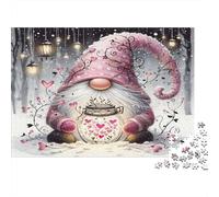 Puzzle 1000 pezzi Gnome rosa di San Valentino, amore del gnome, decorazione murale, arte murale, 52x38cm/1000pezzi, cartone spesso premium, per la famiglia, regalo di compleanno