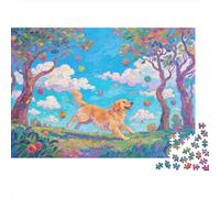 Puzzle 1000 Pezzi Golden Retriever in An Orchard, Per Amore E Amico, Giochi, Puzzle Difficile Sfida, Grandi Dimensioni Regali 1000pcs (75x50cm)