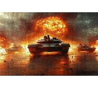 Puzzle 1000 Pezzi, Guerra Puzzle 1000 Pezzi per Adulti, Giochi di Puzzles Cisterna Legno per Tutta la Famiglia, DIY Puzzles per Quadri Moderni Soggiorno Regalo Donna Uomo Festival 50 x 75CM RXPT-7066