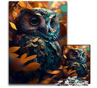 Puzzle 1000 pezzi Gufo della foresta blu Puzzle in legno Attività per la casa per vacanze, compleanni e serate di giochi in famiglia 50x75cm / 19,68x29,52 pollici