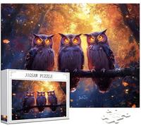 Puzzle 1000 Pezzi Gufo Puzzle Animale Motivo Progettazione, Legna Jigsaw 75x50cm con Compact Box Poster Incluso Intrattenimento Creativo Rilassamento e Intelligence per Home Room Wall Decor, Model226