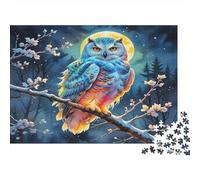 Puzzle 1000 Pezzi Gufo su Ramo al Chiaro di Luna Rilassante Concentrazione Cartone Often per Bambini +14 Anni 52x38cm