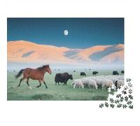Puzzle 1000 Pezzi Horses Cows And Sheep on The Grassland, Per Bambini E Adulti Impossible Grandi Dimensioni Regali 1000pcs (75x50cm)