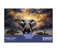 Puzzle 1000 Pezzi Hyper-realistic Elephant Qualità Premium African Animals Puzzle Impegnativo Puzzle Al Divertenti Per Uomo E Donna Adulti E Bambini Più Grandi 38x26cm/1000pcs