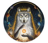 Puzzle 1000 pezzi "Illuminismo" Lupo polare, puzzle rotondo da 1000 pezzi, gioco per adulti, regalo per famiglie, gioco interattivo, sfida mentale (dimensioni 67,5x67,5 cm)