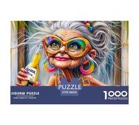 Puzzle 1000 pezzi in carta riciclata - Nonna con champagne, puzzle difficile per tutti 38x26cm