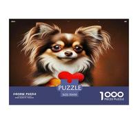 Puzzle 1000 pezzi in carta riciclata - Papillon, cuore rosso, attento, toni caldi, attività familiare condivisa per decorazione murale 70x50cm