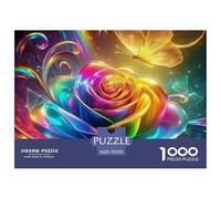 Puzzle 1000 pezzi in carta riciclata - Rosa arcobaleno ali di farfalla, gioco stimolante e arredamento murale 70x50cm