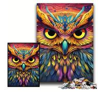 Puzzle 1000 pezzi in legno con gufo rosa, per adulti, 50x75cm, rompicapo impegnativo per adolescenti, gioco interattivo divertente per tutta la famiglia
