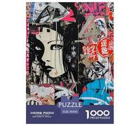 Puzzle 1000 Pezzi Japanese Graffiti Qualità Premium Head of A Woman Multicolore Puzzle Al Divertenti Per Uomo E Donna Regalo Per Adulti E Bambini Da 14 Anni E Più 70x50cm/1000pcs