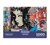 Puzzle 1000 Pezzi Japanese Graffiti Qualità Premium Head of A Woman Puzzle Impegnativo Divertimento Per Adulti Regalo Per Adulti E Bambini Da 14 Anni E Più 70x50cm/1000pcs