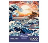 Puzzle 1000 Pezzi Japanese Style Waves Qualità Premium Ukiyo-e Kanagawa Divertimento Idea Regalo Uomo E Donna Per Adulti E Bambini Da 12 Anni 70x50cm/1000pcs