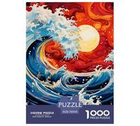Puzzle 1000 Pezzi Japanese Style Waves Qualità Premium Ukiyo-e Kanagawa Intrattenimento Creativo Puzzle Al Divertenti Per Uomo E Donna Regalo Per Adulti E Bambini Da 14 Anni E Più 70x50cm/1000pcs