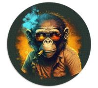 Puzzle 1000 pezzi Jigsaw Monkey, puzzle rotondo da 1000 pezzi per serate di gioco in famiglia, decorazione per la casa e regalo per l'allenamento del cervello, 67,5x67,5 cm.