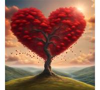 Puzzle 1000 Pezzi,jigsaw puzzle per adulti 65x65 cm Albero del Cuore Rosso Puzzles Classici,puzzles impegnativo,Impossibile Difficile giochi per tutta la famiglia