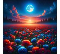 Puzzle 1000 Pezzi,jigsaw puzzle per adulti 65x65 cm Fiori rosso-blu Puzzles Classici,puzzles impegnativo,Impossibile Difficile giochi per tutta la famiglia