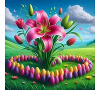Puzzle 1000 Pezzi,jigsaw puzzle per adulti 65x65 cm Giglio dell'amore della prateria Puzzles Classici,puzzles impegnativo,Impossibile Difficile giochi per tutta la famiglia