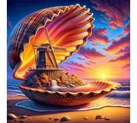 Puzzle 1000 Pezzi,jigsaw puzzle per adulti 65x65 cm Mulino eolico Sunset Shell Puzzles Classici,puzzles impegnativo,Impossibile Difficile giochi per tutta la famiglia