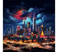 Puzzle 1000 Pezzi,jigsaw puzzle per adulti 65x65 cm Notte nella città astratta Puzzles Classici,puzzles impegnativo,Impossibile Difficile giochi per tutta la famiglia