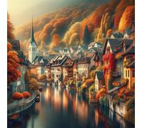 Puzzle 1000 Pezzi,jigsaw puzzle per adulti 65x65 cm Paesaggio autunnale della città Puzzles Classici,puzzles impegnativo,Impossibile Difficile giochi per tutta la famiglia