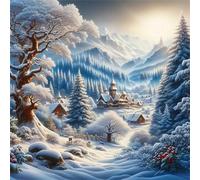Puzzle 1000 Pezzi,jigsaw puzzle per adulti 65x65 cm Paesaggio di un villaggio invernale Puzzles Classici,puzzles impegnativo,Impossibile Difficile giochi per tutta la famiglia