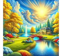 Puzzle 1000 Pezzi,jigsaw puzzle per adulti 65x65 cm Villa Grove River Puzzles Classici,puzzles impegnativo,Impossibile Difficile giochi per tutta la famiglia