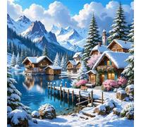Puzzle 1000 Pezzi,jigsaw puzzle per adulti 65x65 cm Villaggio della Montagna Innevata Puzzles Classici,puzzles impegnativo,Impossibile Difficile giochi per tutta la famiglia