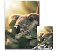 Puzzle 1000 pezzi Koala addormentato in legno, giochi educativi antistress, giocattoli per la casa per età 14 anni 50X75cm