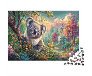 Puzzle 1000 Pezzi Koala in Tree with Autumn Scenery - Rompicapo Giochi Relax Wildlife Adulti E Bambini Per, Regali 70x50cm/1000pcs