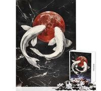 Puzzle 1000 pezzi Koi Fish e Blood Moon Giocattoli antistress Ottimo regalo per giochi Impossible Game Allena il tuo cervello e le tue mani dimensioni 38x52cm