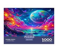 Puzzle 1000 Pezzi Lago Luna Sfida - Pianeta Alieno Oceano Psichedelico Vivace per Uomini Donne Giochi Famiglia Divertenti e Sfidanti Ottima Idea Regalo 70x50cm
