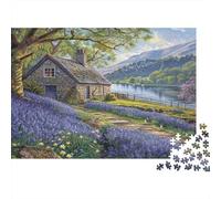 Puzzle 1000 Pezzi Lakeside Cottage in Bluebells - Classici Giochi Scenery, Decorazione E Regalo 70x50cm/1000pcs