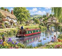 Puzzle 1000 pezzi legno Canale estivo nel borgo di paglia