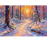 Puzzle 1000 pezzi legno Foresta invernale dai colori vivaci