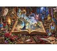 Puzzle 1000 pezzi legno Mondo incantato su un libro aperto