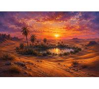 Puzzle 1000 pezzi legno Oasi nel deserto al tramonto