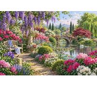 Puzzle 1000 pezzi legno Pomeriggio di primavera nel giardino di glicini