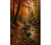 Puzzle 1000 pezzi legno Sentiero lungo il ruscello autunnale