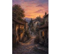 Puzzle 1000 pezzi legno Tranquilla strada di paese al crepuscolo