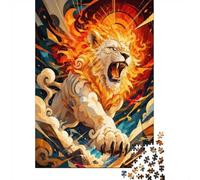 Puzzle 1000 pezzi Leone Fuoco Arte Sfida per Amatoriale Adulto | 70 x 50 cm Riduzione dello Stress, Decorazione Interiore, Esercizio Mentale, Cartone, Regalo Di Compleanno