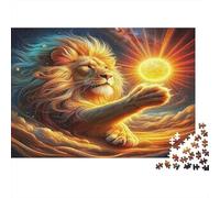Puzzle 1000 Pezzi Leone & Sfera Solare, Potere Dorato, Taglio Preciso, Incorniciabile, Dettagliato, Cartone Often Premium per Famiglia, 38x26cm