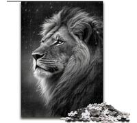 Puzzle 1000 pezzi Leone sotto la pioggia in legno, rompicapo ad alta difficoltà per adolescenti 50x75cm, Natale o compleanni