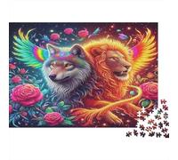 Puzzle 1000 Pezzi Leoni & Lupo, Coppia Floreale, Taglio Preciso, Pezzi Incastrati, Cartone Often Premium per Adulti, 70x50cm