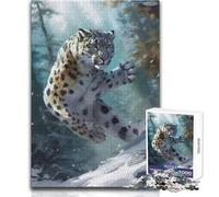Puzzle 1000 pezzi Leopardo delle nevi in azione Giocattoli Giochi educativi Analisi e logica Regali di Babbo Natale segreto Dimensioni 38x26cm