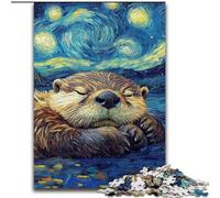 Puzzle 1000 pezzi Lontra e cielo notturno in legno, rompicapo ad alta difficoltà per adolescenti, 50x75cm, Natale o compleanni
