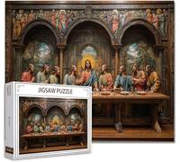 Puzzle 1000 Pezzi L'Ultima Cena Impossibili Puzzle Gigante Adulti Difficili Wooden Jigsaw Arte, Possono Stimolare Pensiero Delle Persone Con Poster Incluso, Regalo per Uomini e Donne 75x50cm Q-5